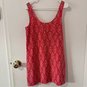 100% Silk Joie Tank Dress Red Pink Scoop Neck Size XS